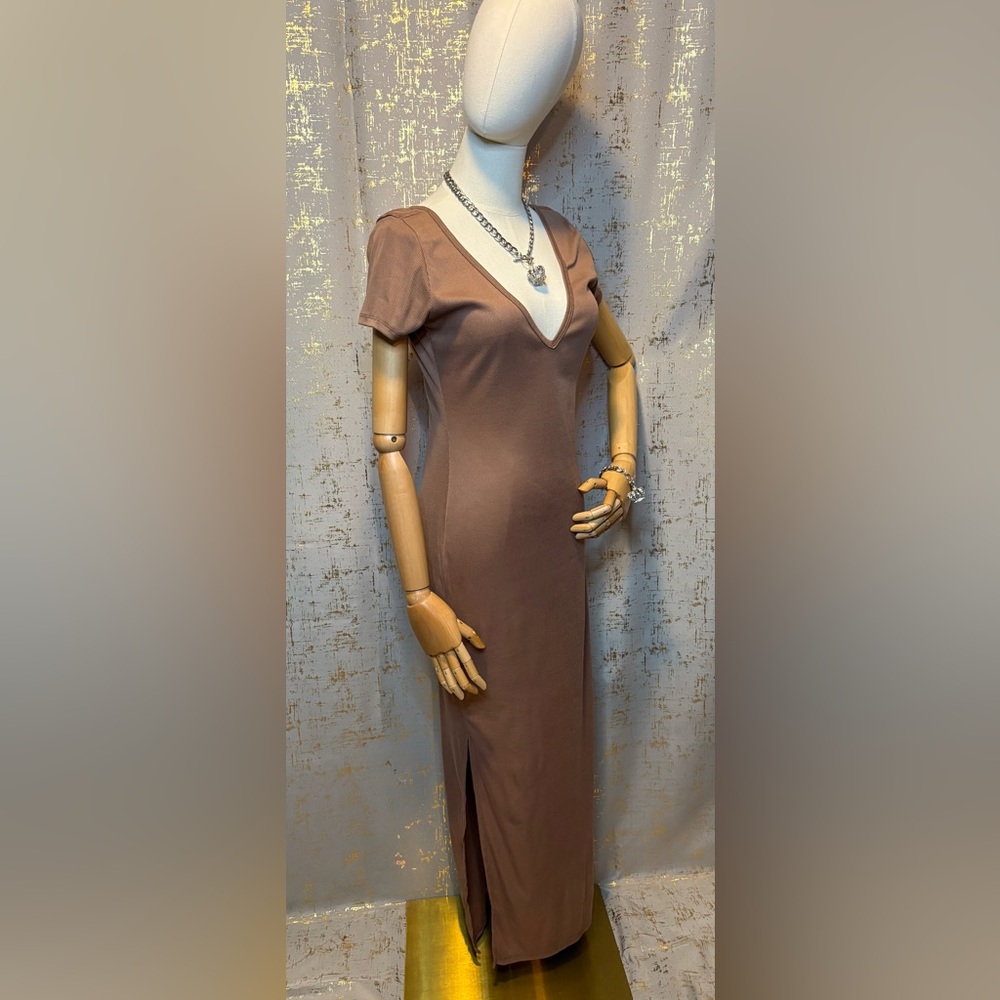 Heart Hips Taupe V-Neck Dress